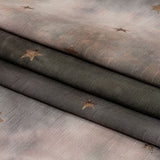 Pink, Olive and Metallic Gold Foiled Stars Slubbed Stretch Rayon Jersey