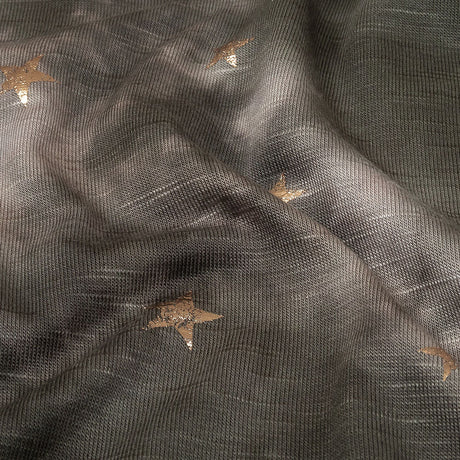 Pink, Olive and Metallic Gold Foiled Stars Slubbed Stretch Rayon Jersey