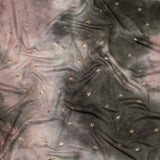 Pink, Olive and Metallic Gold Foiled Stars Slubbed Stretch Rayon Jersey