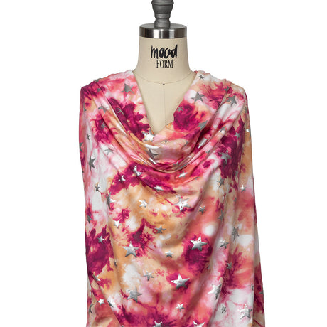 Pink, Yellow and Silver Foiled Stars Brushed ITY Jersey