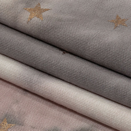Pink, Olive and Metallic Gold Foiled Stars Stretch Rayon French Terry