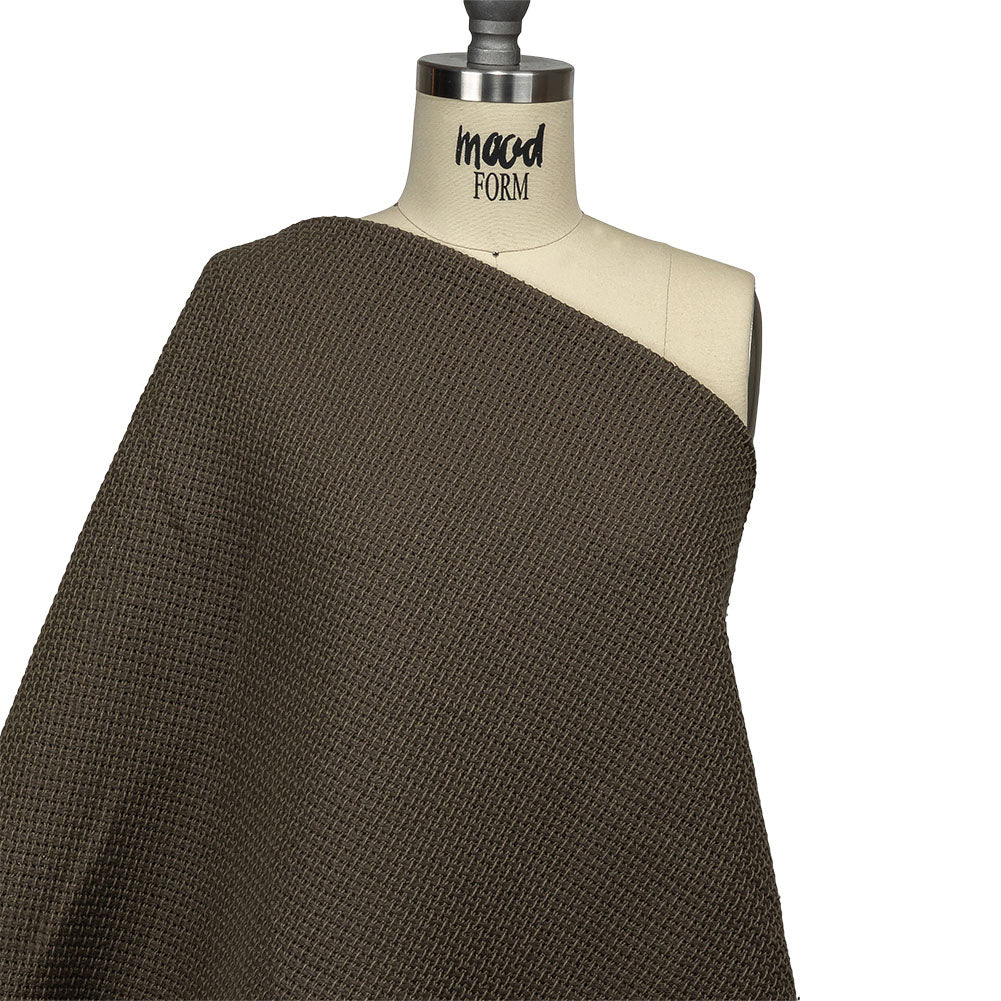 Teak and Turtle Green Net-Like Cotton and Polyester Novelty Woven