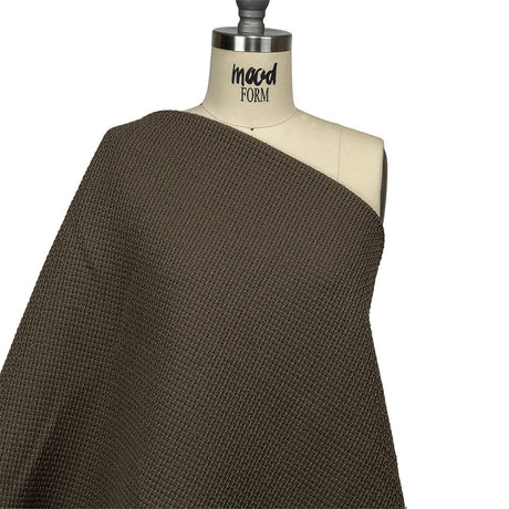 Teak and Turtle Green Net-Like Cotton and Polyester Novelty Woven