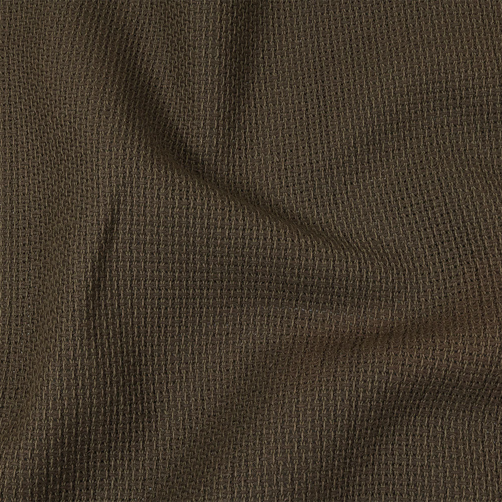 Teak and Turtle Green Net-Like Cotton and Polyester Novelty Woven