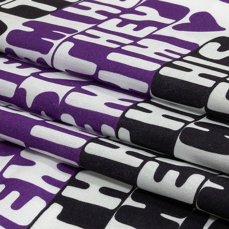 Mercerized Organic Egyptian Cotton Voile - Black, Purple and Yellow Pronoun Stripes - More Than Words Print - Mood Exclusive Pride Collection