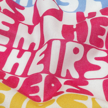 Mercerized Organic Egyptian Cotton Voile - Pink, Yellow and Blue Pronoun Stripes - More Than Words Print - Mood Exclusive Pride Collection