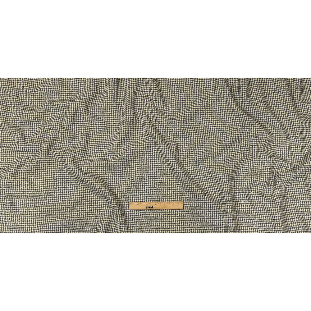 Gray, Ivory and Metallic Silver Houndstooth Brushed Polyester Woven