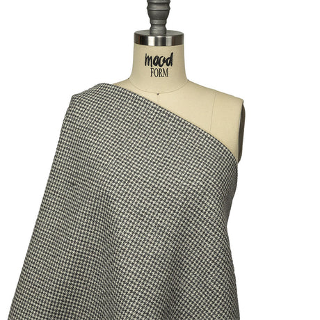 Gray, Ivory and Metallic Silver Houndstooth Brushed Polyester Woven