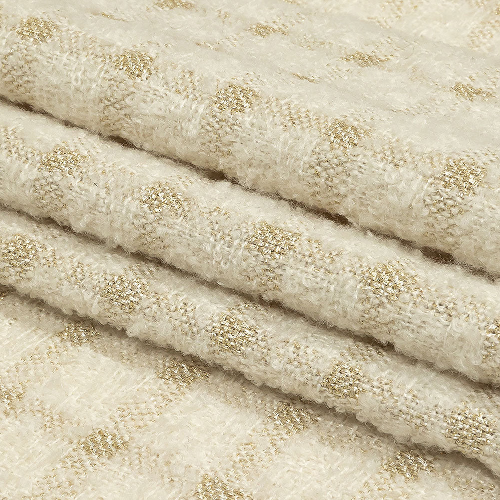 Rainy Day and Metallic Gold Plaid Polyester Boucle