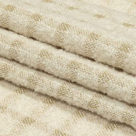 Rainy Day and Metallic Gold Plaid Polyester Boucle