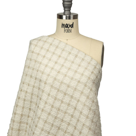 Rainy Day and Metallic Gold Plaid Polyester Boucle