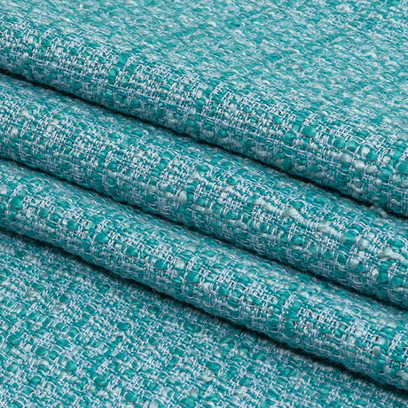 Teal, Sky Blue and Metallic Silver Polyester Tweed