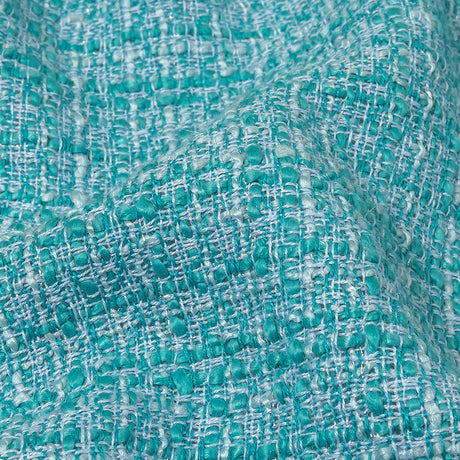 Teal, Sky Blue and Metallic Silver Polyester Tweed