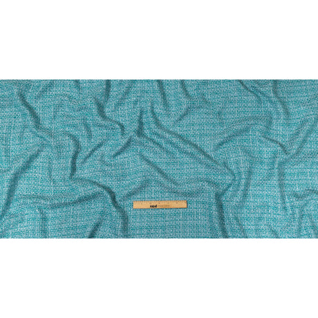 Teal, Sky Blue and Metallic Silver Polyester Tweed