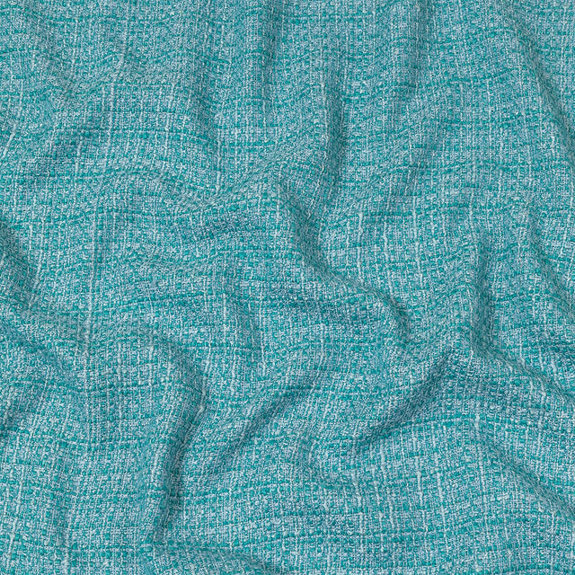 Teal, Sky Blue and Metallic Silver Polyester Tweed
