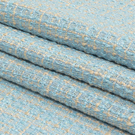 Sky Blue, Oyster White and Metallic Silver Polyester Tweed