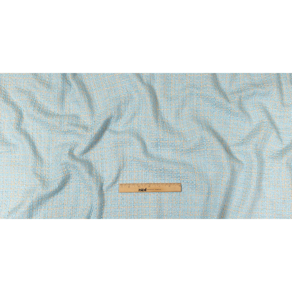 Sky Blue, Oyster White and Metallic Silver Polyester Tweed