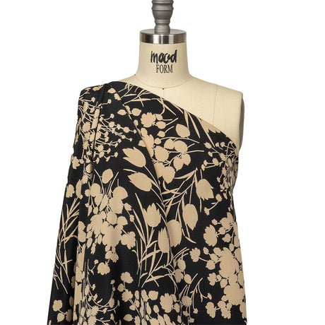 6-Ply Silk Crepe Print by The Row - Black and Cream Floral