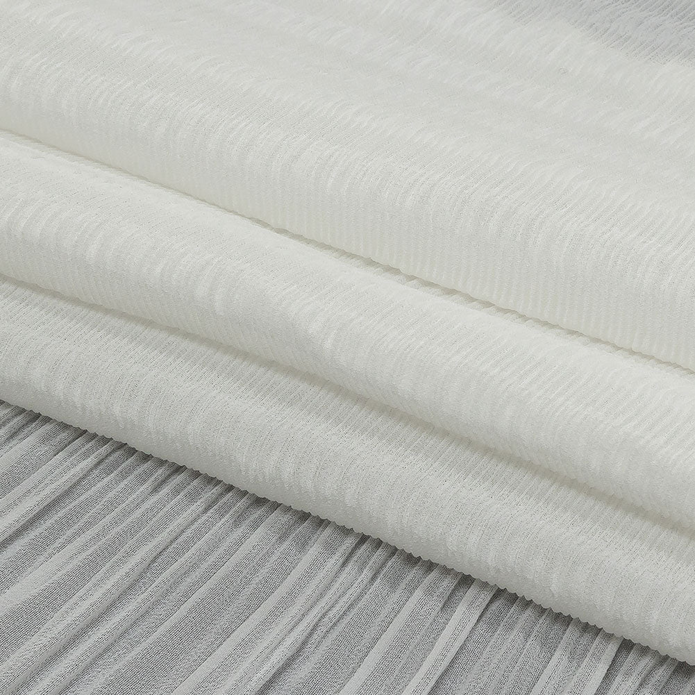 The Row Italian White Pleated Stripes Polyester Chiffon