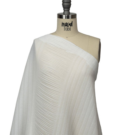 The Row Italian White Pleated Stripes Polyester Chiffon