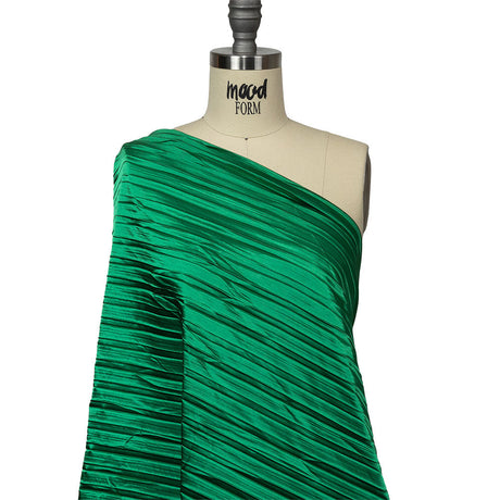 Pleated Stretch Satin - Grass Green - Andreas Collection