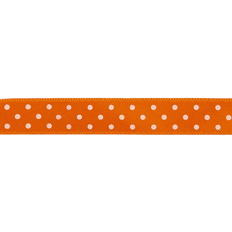 Orange and White Polka Dot Satin Ribbon - 0.375"
