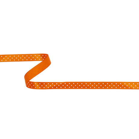 Orange and White Polka Dot Satin Ribbon - 0.375"