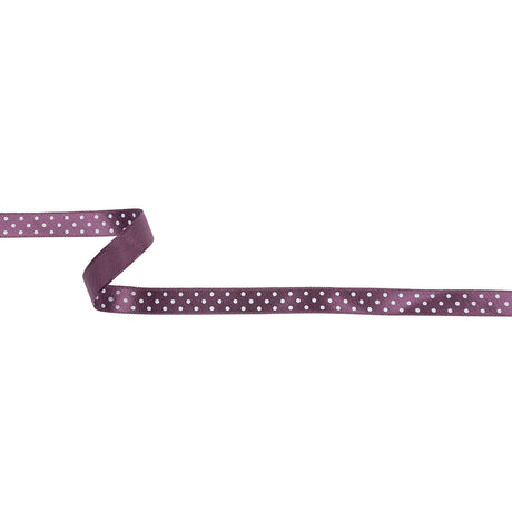 Purple and White Polka Dot Satin Ribbon - 0.375"