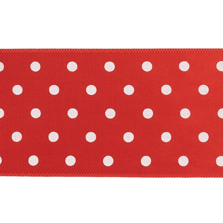 Red and White Polka Dot Satin Ribbon - 1.5"