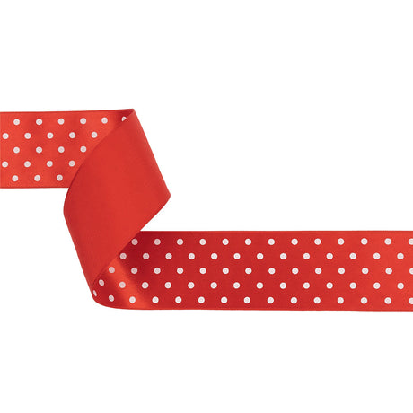 Red and White Polka Dot Satin Ribbon - 1.5"