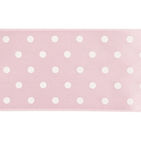 Baby Pink and White Polka Dot Satin Ribbon - 1.5"