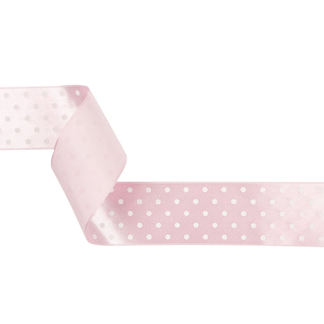 Baby Pink and White Polka Dot Satin Ribbon - 1.5"