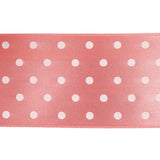Flamingo and White Polka Dot Satin Ribbon - 1.5"