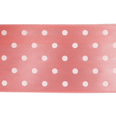 Flamingo and White Polka Dot Satin Ribbon - 1.5"
