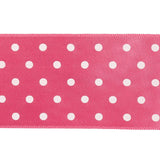 Hot Pink and White Polka Dot Satin Ribbon - 1.5"