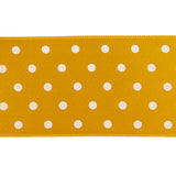 Golden Yellow and White Polka Dot Satin Ribbon - 1.5"