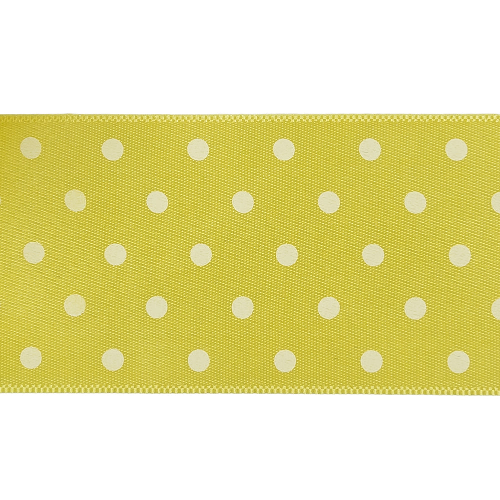 Banana and White Polka Dot Satin Ribbon - 1.5"