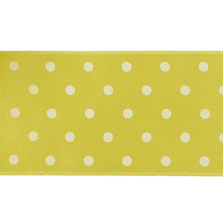 Banana and White Polka Dot Satin Ribbon - 1.5"