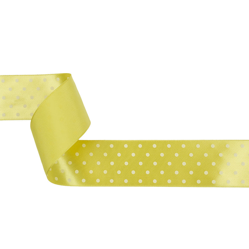 Banana and White Polka Dot Satin Ribbon - 1.5"