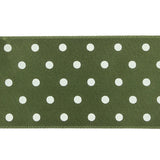 Moss and White Polka Dot Satin Ribbon - 1.5"