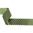 Moss and White Polka Dot Satin Ribbon - 1.5"