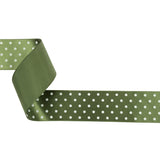 Moss and White Polka Dot Satin Ribbon - 1.5"