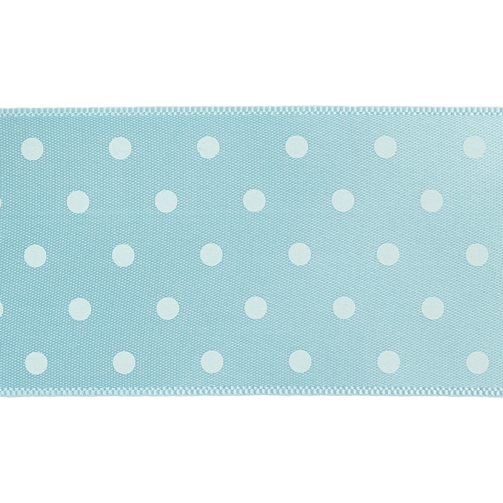 Baby Blue and White Polka Dot Satin Ribbon - 1.5"