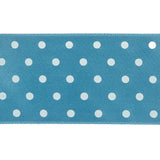 Blue and White Polka Dot Satin Ribbon - 1.5"