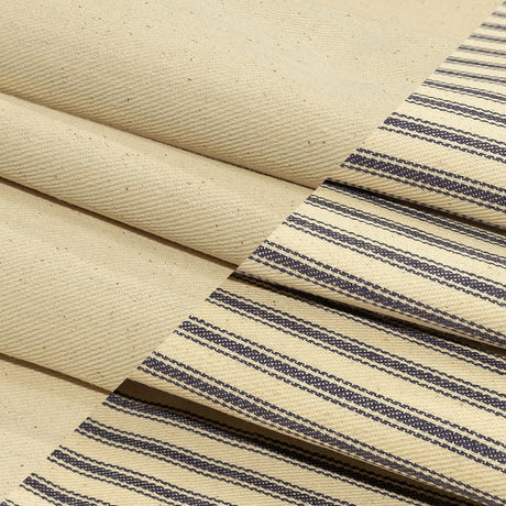 Natural and Blue Bonded Ticking Stripe Twill and Speckled Cotton Twill