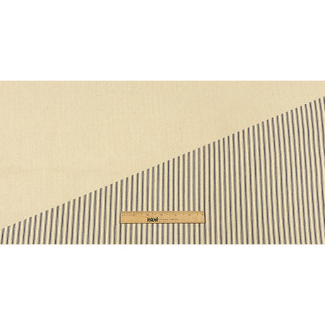Natural and Blue Bonded Ticking Stripe Twill and Speckled Cotton Twill