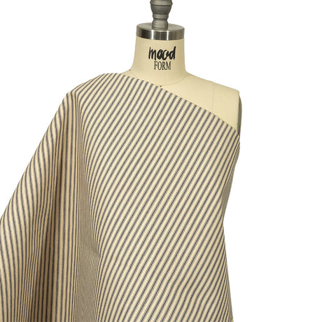 Natural and Blue Bonded Ticking Stripe Twill and Speckled Cotton Twill