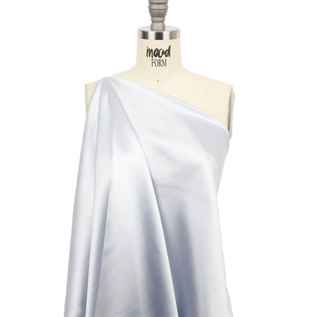 Pastel Blue Silk and Polyester Crepe Back Satin