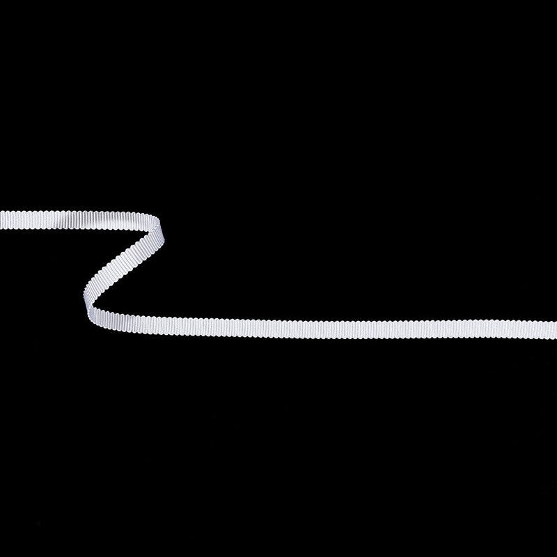 Matte White Recycled Polyester Petersham Grosgrain Ribbon - 6mm