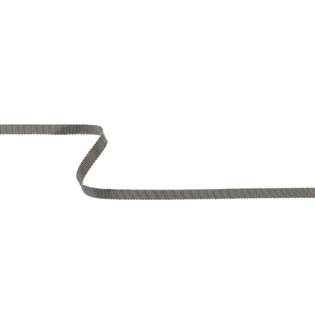 Forged Iron Recycled Polyester Petersham Grosgrain Ribbon - 6mm